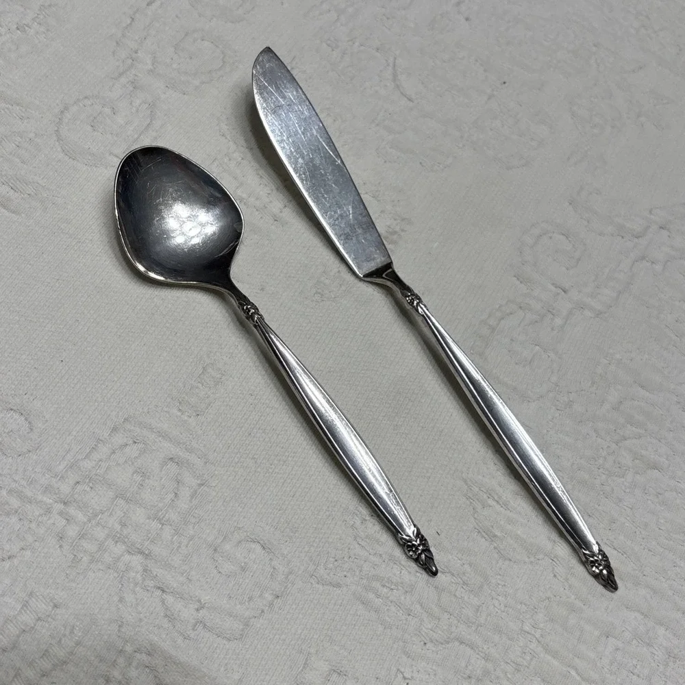 1965 GARLAND 1847 Rogers Bros IS Sugar Spoon Butter Knife Silver Plate Flatware